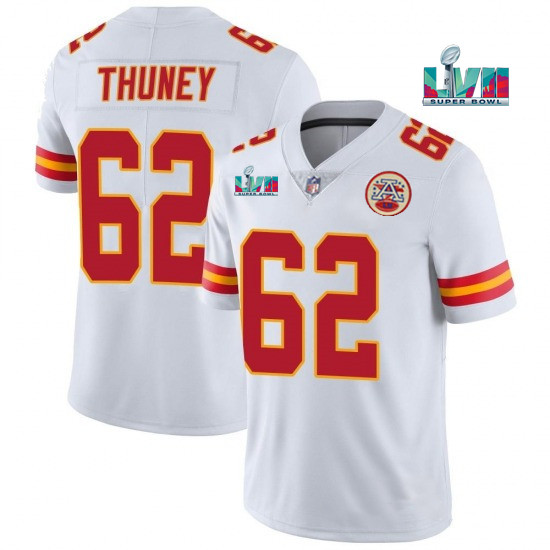 Kansas City Chiefs #62 Joe Thuney White Super Bowl LVII Patch Vapor Untouchable Limited Stitched Jer