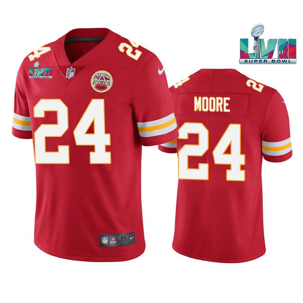 Kansas City Chiefs #24 Skyy Moore Red Super Bowl LVII Patch Vapor Untouchable Limited Stitched Jerse