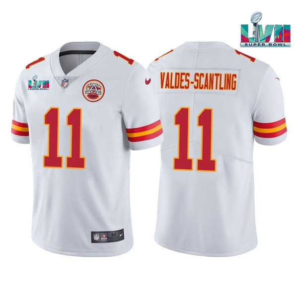 Kansas City Chiefs #11 Marquez Valdes-Scantling White Super Bowl LVII Patch Vapor Untouchable Limite