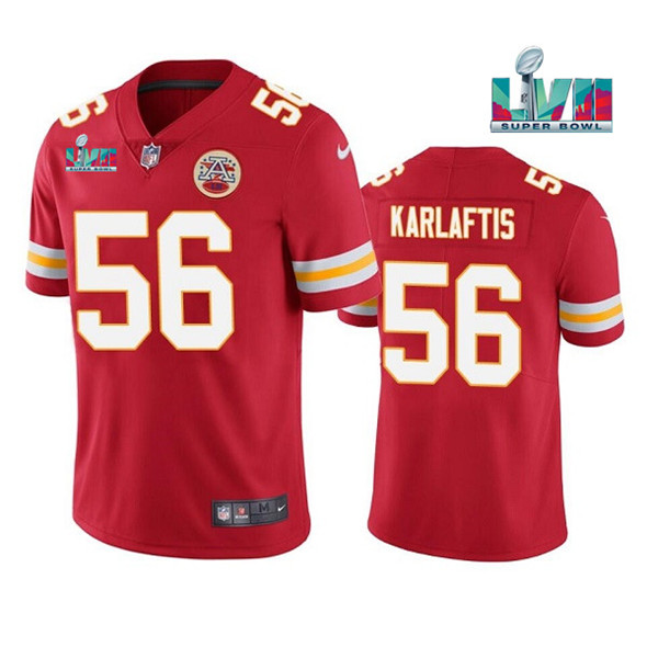 Kansas City Chiefs #56 George Karlaftis Red Super Bowl LVII Patch Vapor Untouchable Limited Stitched