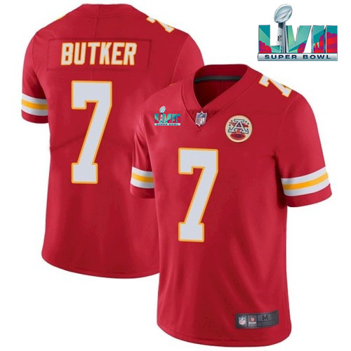 Kansas City Chiefs #7 Harrison Butker Red Super Bowl LVII Patch Vapor Untouchable Limited Stitched J
