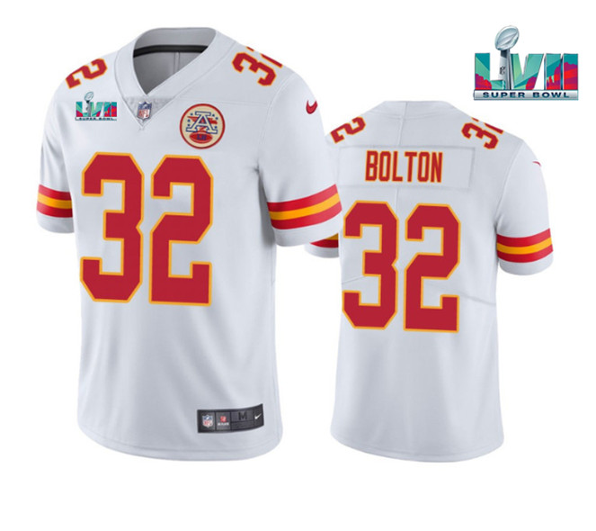 Kansas City Chiefs #32 Nick Bolton White Super Bowl LVII Patch Vapor Untouchable Limited Stitched Je