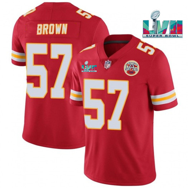 Kansas City Chiefs #57 Orlando Brown Red Super Bowl LVII Patch Vapor Untouchable Limited Stitched Je