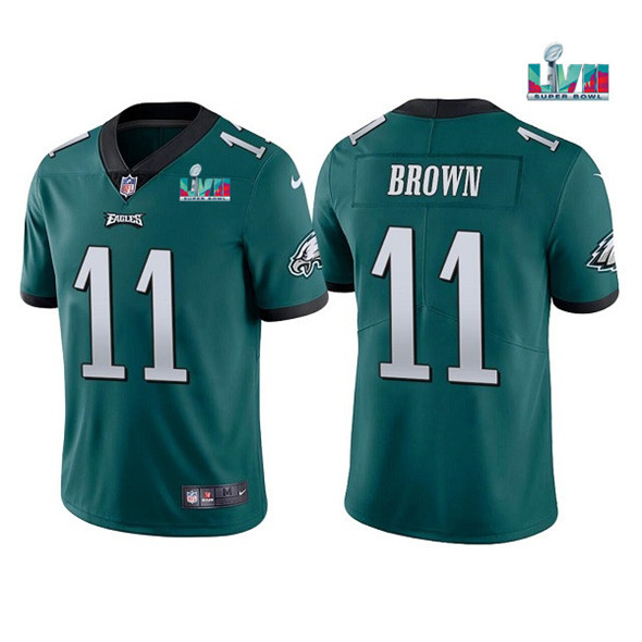 Philadelphia Eagles #11 A. J. Brown Green Super Bowl LVII Patch Vapor Untouchable Limited Stitched J
