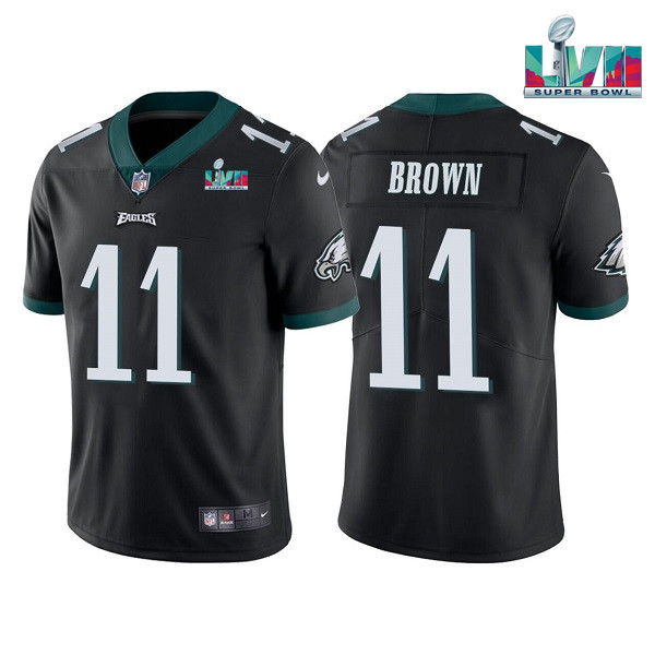 Philadelphia Eagles #11 A.J. Brown Black Super Bowl LVII Patch Vapor Untouchable Limited Stitched Je