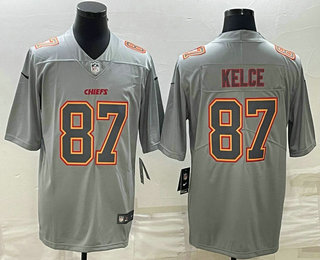 Kansas City Chiefs #87 Travis Kelce Gray Atmosphere Fashion Stitched Jersey