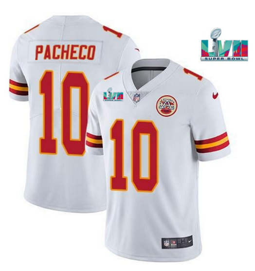 Kansas City Chiefs #10 Isiah Pacheco White Super Bowl LVII Patch Vapor Untouchable Limited Stitched