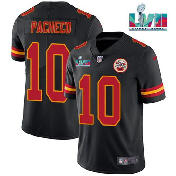 Kansas City Chiefs #10 Isiah Pacheco Black Super Bowl LVII Patch Vapor Untouchable Limited Stitched