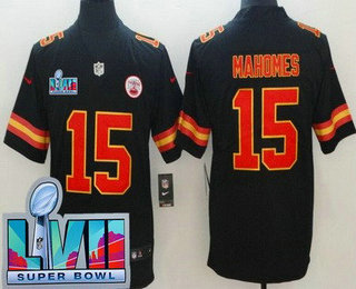 Kansas City Chiefs #15 Patrick Mahomes Limited Black Super Bowl LVII Vapor Jersey