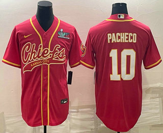 Kansas City Chiefs #10 Isiah Pacheco Red With Super Bowl LVII Patch Cool Base Stitched Baseball Jers