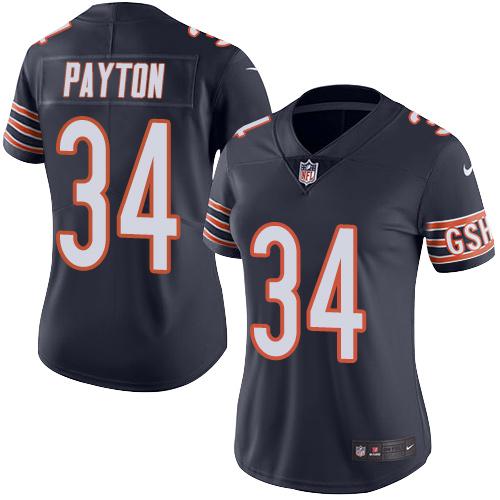 Nike Bears #34 Walter Payton Navy Blue Team Color Women's Stitched NFL Vapor Untouchable Limited Jer