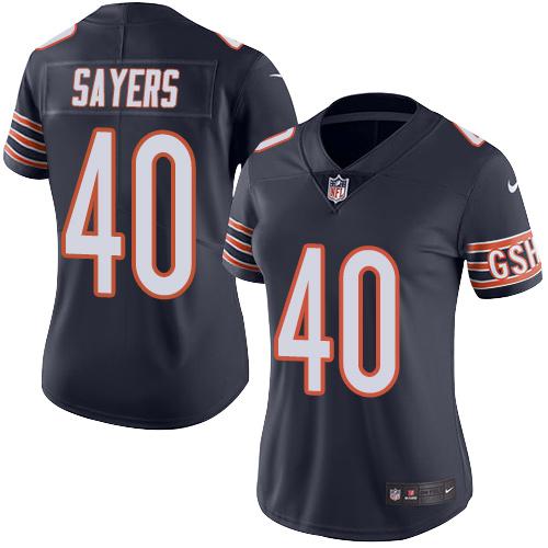 Nike Bears #40 Gale Sayers Navy Blue Team Color Women's Stitched NFL Vapor Untouchable Limited Jerse