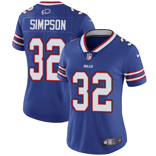 Nike Bills #32 O. J. Simpson Royal Blue Team Color Women's Stitched NFL Vapor Untouchable Limited Je