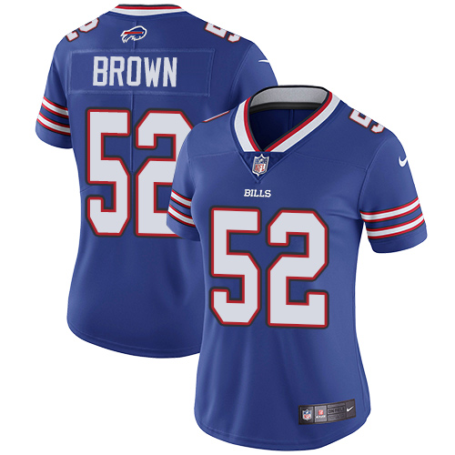 Nike Bills #52 Preston Brown Royal Blue Team Color Women's Stitched NFL Vapor Untouchable Limited Je