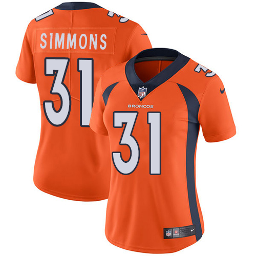 Nike Broncos #31 Justin Simmons Orange Team Color Women's Stitched NFL Vapor Untouchable Limited Jer