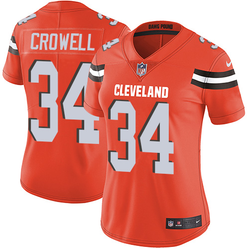 Nike Browns #34 Isaiah Crowell Orange Alternate Women's Stitched NFL Vapor Untouchable Limited Jerse