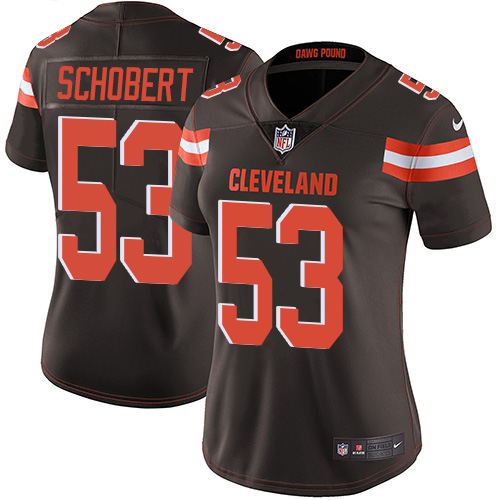 Nike Browns #53 Joe Schobert Brown Team Color Women's Stitched NFL Vapor Untouchable Limited Jersey