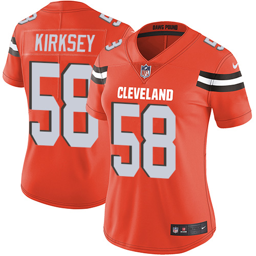 Nike Browns #58 Christian Kirksey Orange Alternate Women's Stitched NFL Vapor Untouchable Limited Je