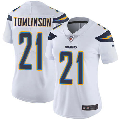 Nike Chargers #21 LaDainian Tomlinson White Women's Stitched NFL Vapor Untouchable Limited Jersey - Click Image to Close