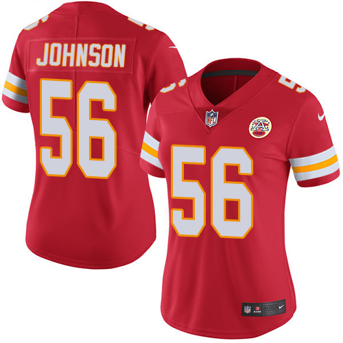 Nike Chiefs #56 Derrick Johnson Red Team Color Women's Stitched NFL Vapor Untouchable Limited Jersey