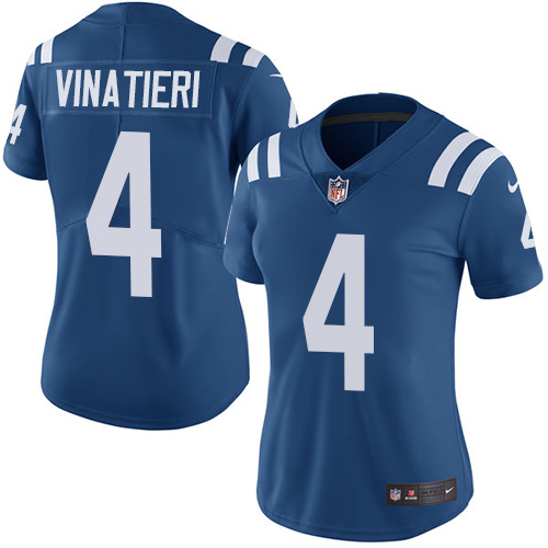 Nike Colts #4 Adam Vinatieri Royal Blue Team Color Women's Stitched NFL Vapor Untouchable Limited Je