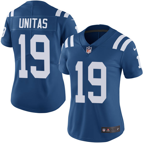 Nike Colts #19 Johnny Unitas Royal Blue Team Color Women's Stitched NFL Vapor Untouchable Limited Je