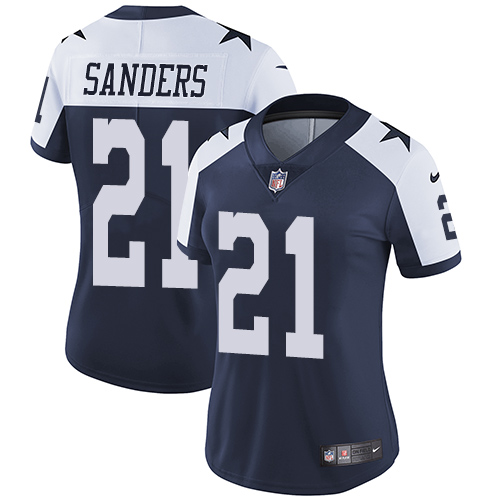 Nike Cowboys #21 Deion Sanders Navy Blue Thanksgiving Women's Stitched NFL Vapor Untouchable Limited