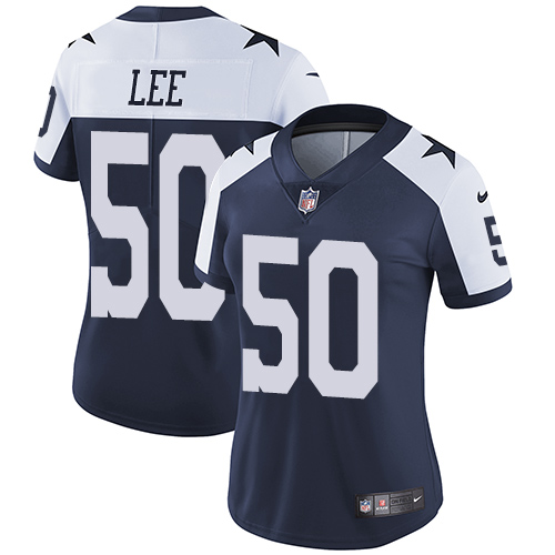 Nike Cowboys #50 Sean Lee Navy Blue Thanksgiving Women's Stitched NFL Vapor Untouchable Limited Thro
