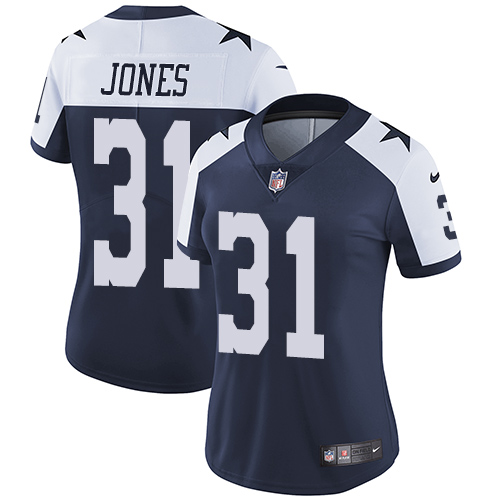 Nike Cowboys #31 Byron Jones Navy Blue Thanksgiving Women's Stitched NFL Vapor Untouchable Limited T