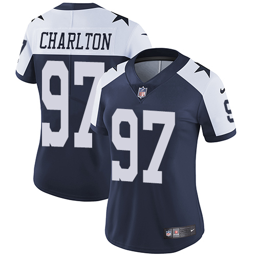 Nike Cowboys #97 Taco Charlton Navy Blue Thanksgiving Women's Stitched NFL Vapor Untouchable Limited