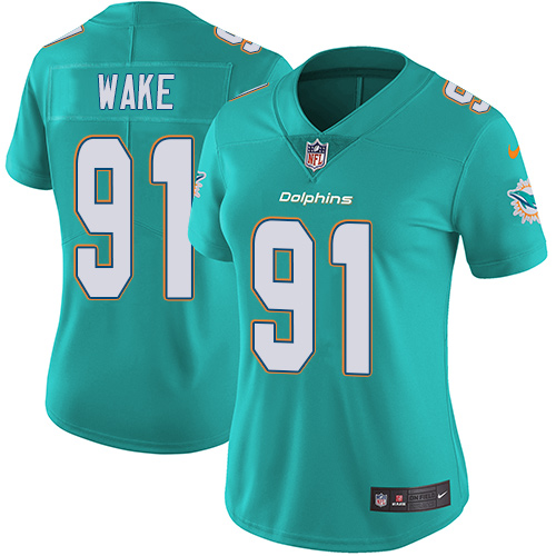 Nike Dolphins #91 Cameron Wake Aqua Green Team Color Women's Stitched NFL Vapor Untouchable Limited