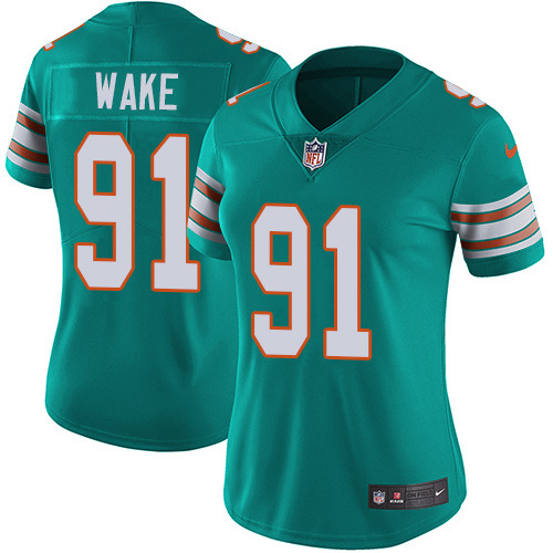 Nike Dolphins #91 Cameron Wake Aqua Green Alternate Women's Stitched NFL Vapor Untouchable Limited J