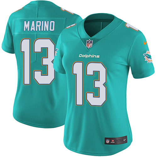 Nike Dolphins #13 Dan Marino Aqua Green Team Color Women's Stitched NFL Vapor Untouchable Limited Je