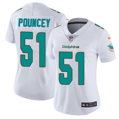 Nike Dolphins #51 Mike Pouncey White Women's Stitched NFL Vapor Untouchable Limited Jersey