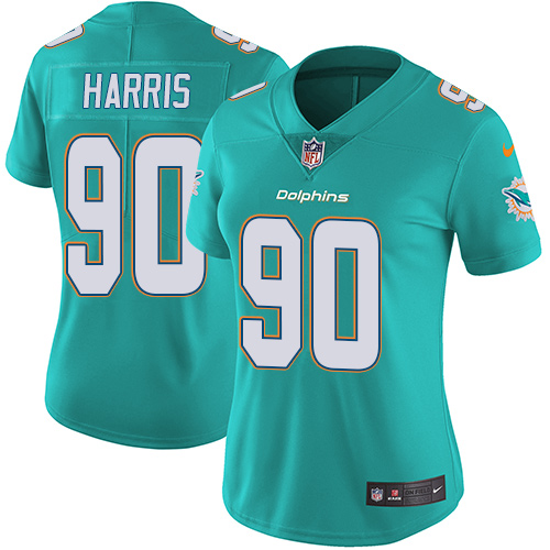 Nike Dolphins #90 Charles Harris Aqua Green Team Color Women's Stitched NFL Vapor Untouchable Limite
