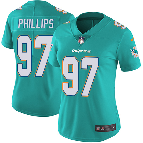 Nike Dolphins #97 Jordan Phillips Aqua Green Team Color Women's Stitched NFL Vapor Untouchable Limit