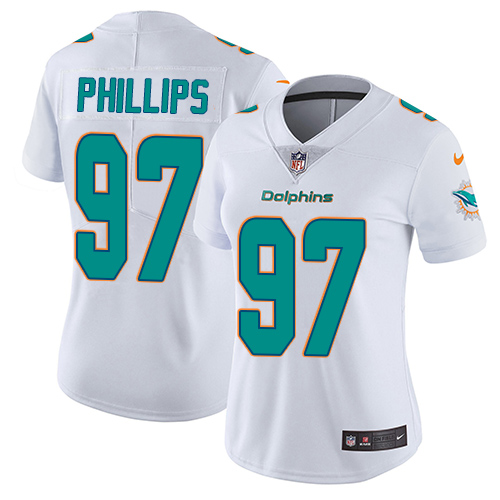 Nike Dolphins #97 Jordan Phillips White Women's Stitched NFL Vapor Untouchable Limited Jersey