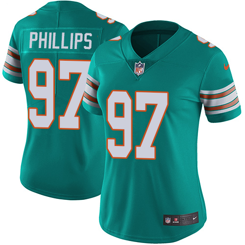 Nike Dolphins #97 Jordan Phillips Aqua Green Alternate Women's Stitched NFL Vapor Untouchable Limite