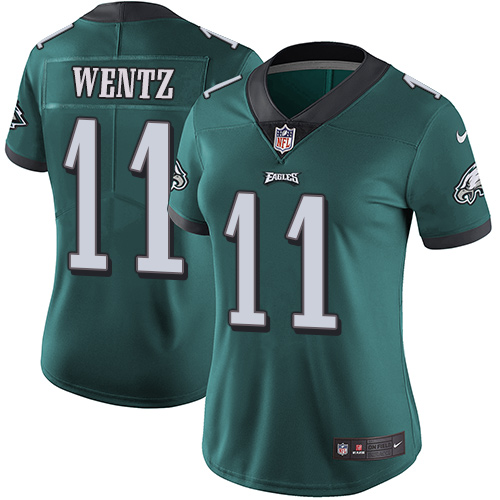 Nike Eagles #11 Carson Wentz Midnight Green Team Color Women's Stitched NFL Vapor Untouchable Limite