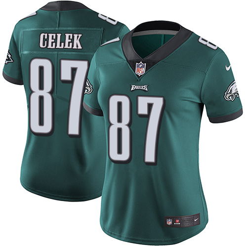 Nike Eagles #87 Brent Celek Midnight Green Team Color Women's Stitched NFL Vapor Untouchable Limited