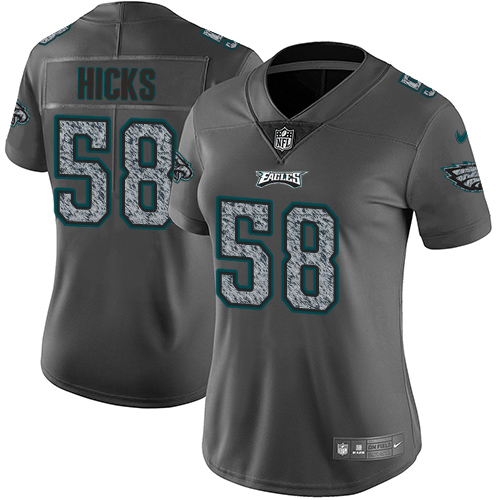 Nike Eagles #58 Jordan Hicks Gray Static Women's Stitched NFL Vapor Untouchable Limited Jersey