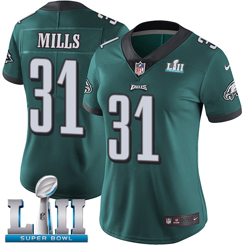 Nike Eagles #31 Jalen Mills Midnight Green Team Color Super Bowl LII Women's Stitched NFL Vapor Unto