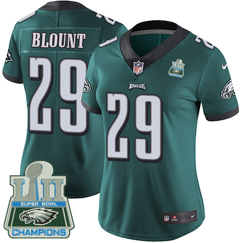 Nike Eagles #29 LeGarrette Blount Midnight Green Team Color Super Bowl LII Champions Women's Stitche