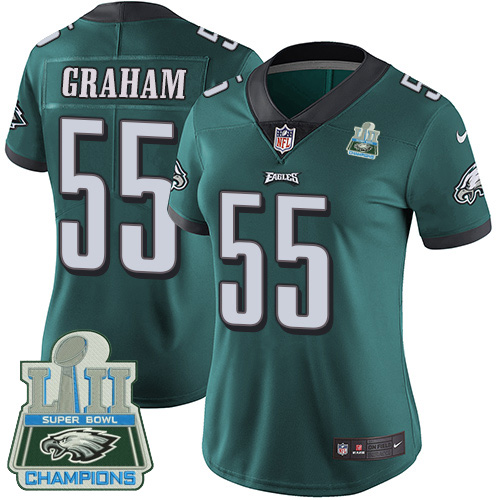Nike Eagles #55 Brandon Graham Midnight Green Team Color Super Bowl LII Champions Women's Stitched N