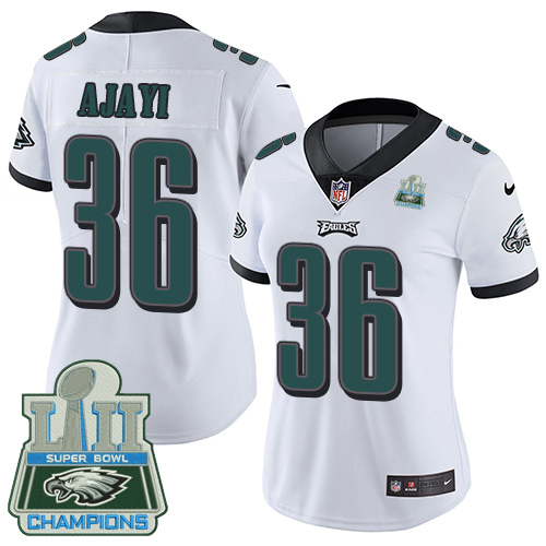 Nike Eagles #36 Jay Ajayi White Super Bowl LII Champions Women's Stitched NFL Vapor Untouchable Limi