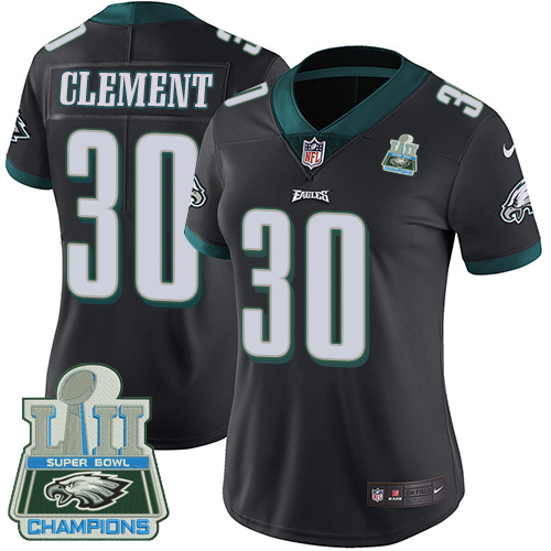 Nike Eagles #30 Corey Clement Black Alternate Super Bowl LII Champions Women's Stitched NFL Vapor Un