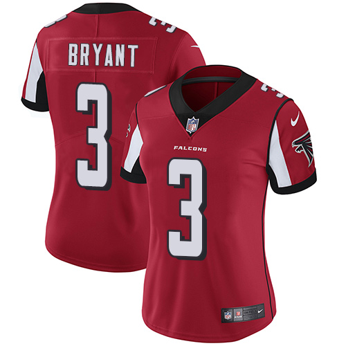 Nike Falcons #3 Matt Bryant Red Team Color Women's Stitched NFL Vapor Untouchable Limited Jersey
