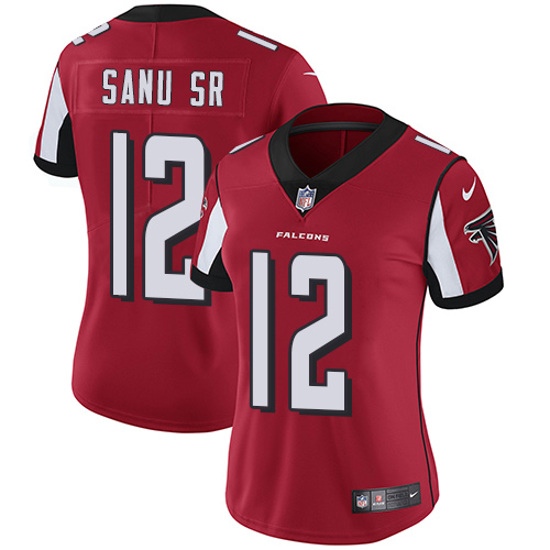 Nike Falcons #12 Mohamed Sanu Sr Red Team Color Women's Stitched NFL Vapor Untouchable Limited Jerse