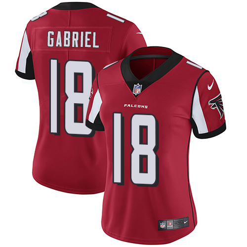 Nike Falcons #18 Taylor Gabriel Red Team Color Women's Stitched NFL Vapor Untouchable Limited Jersey