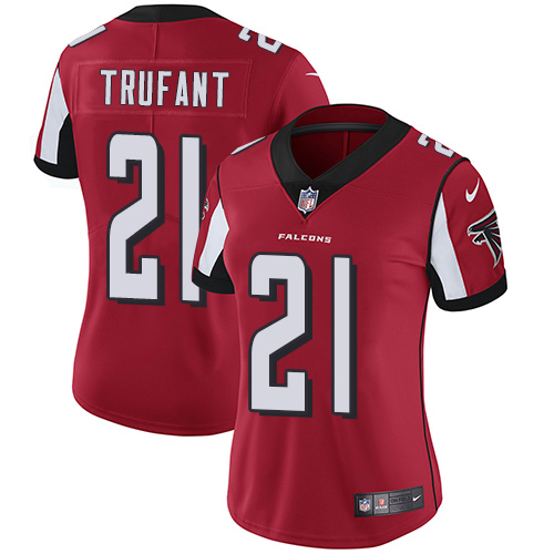 Nike Falcons #21 Desmond Trufant Red Team Color Women's Stitched NFL Vapor Untouchable Limited Jerse